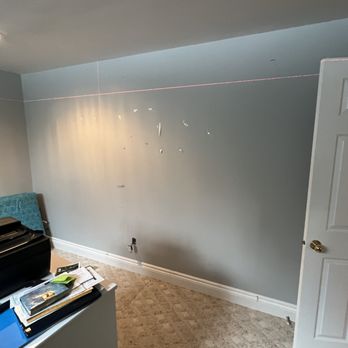 Interior wall before French door installation